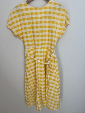 Principles UK Yellow Gingham Linen Dress | UK 10 / US 6 | Linen Cotton | Pockets